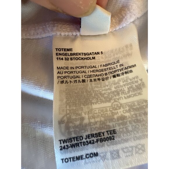 Totême Assymetric Jersey Tee White Cotton Unisex T-Shirt Size L Made In Portugal - Picture 4 of 6